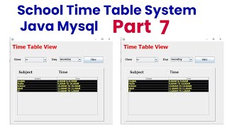 School Time Table System Java Mysql Part 7