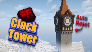 4-Sided Working Redstone Clock Tower — Fully Functional with Auto-Reset
