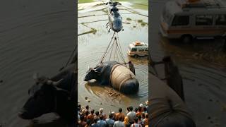 Rescue Team's Brave Effort to Save a Drowning Cow from a #humanity #cow #animals #rescue #cowlover