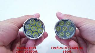 Fireflies E07X 7xSST20 5000k - Fireflies E07 7xXPL-Hi 6500k  comparison