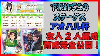 【アオハル杯/ウマ娘】下振れでもこのステータス！巷で話題の友人W編成をやってみた【育成/中距離】