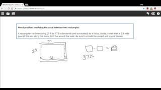 Word problem involving the area between rectangles