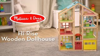 Melissa \u0026 Doug Hi-Rise Wooden Dollhouse and Furniture Set