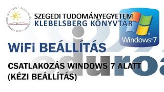 Eduroam csatlakozás Windows 7 alatt (kézi beállítás)