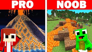 NOOB vs PRO: SECRET VOLCANO HOUSE BUILD CHALLENGE in Minecraft - Maizen JJ and Mikey Cash and Nico