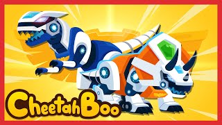 Let's Go! Dino car Reino \u0026 Trigon!✨| Dinosaur Rescue car Hero | Nursery rhymes | #Cheetahboo