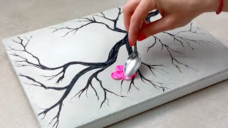 Pintura Flor de cerezo / Técnicas de pintura acrílica