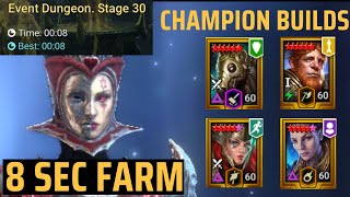 8 Seconds Farm  - Champion Builds \u0026 Masteries (Queen of Hearts) - Raid: Shadow Legends