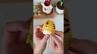 Crochet a cute tiger amigurumi.Tutorial on my channel.做一只圆圆的小虎玩偶🐯🧶#crochet #diy