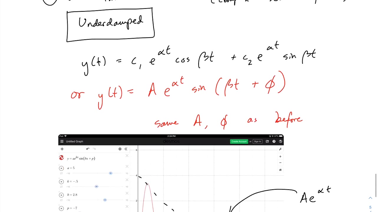 Differential Equations: Free Damped Vibration - YouTube