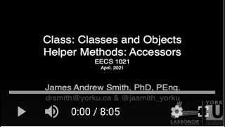 1021 Class Object Oriented Programming: Helper Methods : Accessors