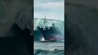 Can the Ship Escape After a Direct Hit From This Huge Wave? #ocean #ship #tidalwave