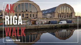 【4K】 Latvia Riga Walk - Riga Central Market with City Sounds