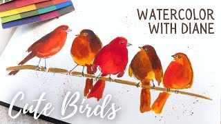 How to Paint Cute Colorful Easy Birds in Watercolor - Quick Fun Tutorial Ideal for Beginners