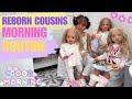 Reborn Doll ROLEPLAY Routine with FOUR Dolls 🥣🥛🪥 Morning Routine #reborn #roleplay #dolls