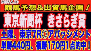 【 日曜日の競馬予想、出資馬企画、一口クラブ注目馬！】東京新聞杯、きさらぎ賞2025予想！土曜、東京7R◎アパッシメント単勝、複勝1点的中！勝つのはこの馬だ！