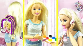 DIY Miniature Dollhouse. Barbie dollhouse. Barbie school supplies ~ DIY backpack for doll