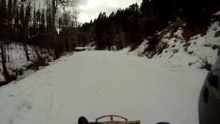 Longest sled ride EVER, super fast too.  Sled riding Montana mountains 2013