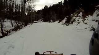 Longest sled ride EVER, super fast too. Sled riding Montana mountains 2013