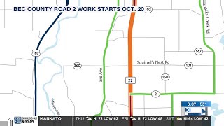 Road work to impact local traffic to Highway 22 in Blue Earth County