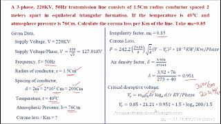 Numerical Problems on Corona in Transmission Line1