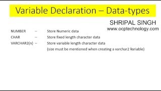 PLSQL TUTORIAL - How to variable declaration Datatypes in PLSQL