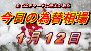 【FX】ドル、円、ユーロ、ポンド、豪ドルの為替相場の予想と前日の動きをチャートから解説。1月12日