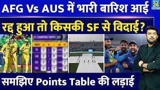 AFG Vs AUS मैच में भारी बारिश आई! रद्द हुआ मैच तो Semi Final में कौन? समझिए Points tabe, NRR