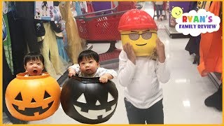 Kid plays Hide and Seek Halloween shopping Family Fun Toy Hunt + Kid Size Cooking Halloween Cookies