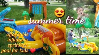 INTEX dinosaur play center set up and feedback #outdoorpool #sprinkler #poolforkids