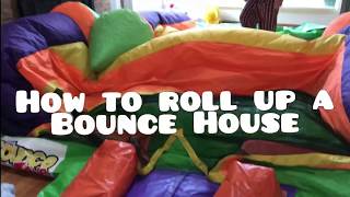 How to Roll Up A Kid's Castle Inflatable Bounce House Inside The House With A Baby
