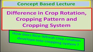 Difference in Crop Rotation,Cropping Pattern and Cropping System