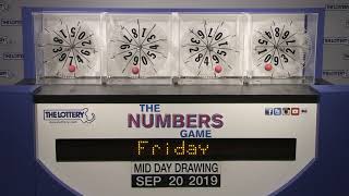 Midday Numbers Game Drawing: Friday, September 20, 2019