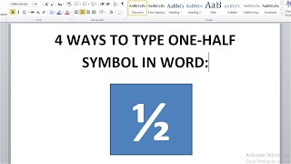 How to type one-half symbol (½) in word - half fraction symbol on the keyboard