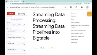 Streaming Data Processing: Streaming Data Pipelines into Bigtable || #qwiklabs || #coursera