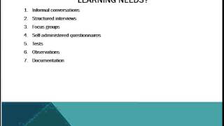 Assessing Learning Needs P1
