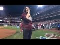 WS 2009 Gm 5: Alanis Morissette sings national anthem