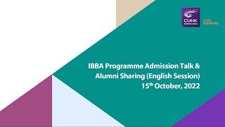 IBBA Programme Admission Talk \u0026 Alumni Sharing (English Session)