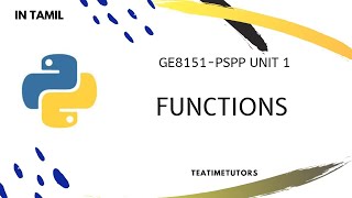 Functions in Python | Building Blocks of Algorithm | Explained in Tamil