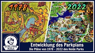 Entwicklung des Heide Park Parkplans von 1978 bis 2022 - Evolution of the Parkmap