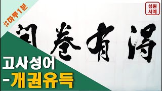 [심원서예] 고사성어𝟓 | 개권유득 | 開卷有得 | 추사체