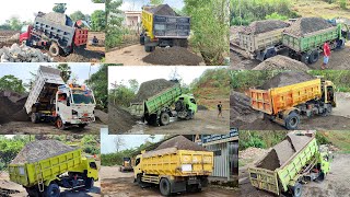 Truk Jomplang. Kompilasi MOBIL TRUK Bongkar MUATAN pasir FULL BAK Menggunung Di Tampungan