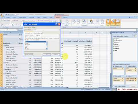 Pivot Table - Actual vs Budget Analysis - Part 1 Pivot Table - Actual vs Budget Analysis - Part 1