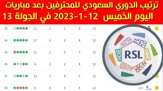 جدول ترتيب الدوري السعودي للمحترفين بعد مباريات اليوم الخميس 12-1-2023 في الجولة 13