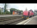 durchfahrt dampflok 011 075 9 mit pfiff mit sonderzug und mak g1206 in essen horst