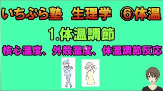 【いちぷら塾】生理学　6体温　1 体温調節　核心温度、外殻温度、体温調節反応