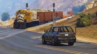 NPCs Play Chicken With Trains (GTA 5 Glitch) - DarkViperAU