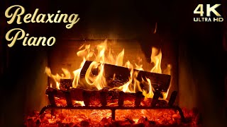 Relaxing Piano Music with Crackling Fireplace Ambience 4K - Warm and Cozy Study Music