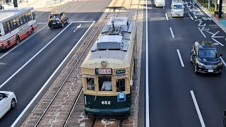 【被爆電車】広島電鉄650形652号　7号線広電本社前行き本通～袋町駅通過(2023/10/12)