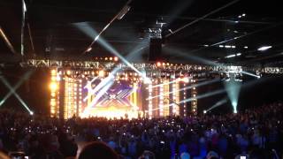 Judges Arriving On Stage At The X Factor Auditions Event City Manchester 07.06.12